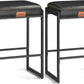 Bar Stools Set of 2, Counter Height Bar Stools, Synthetic Leather with Stitching, Mid-Century Modern