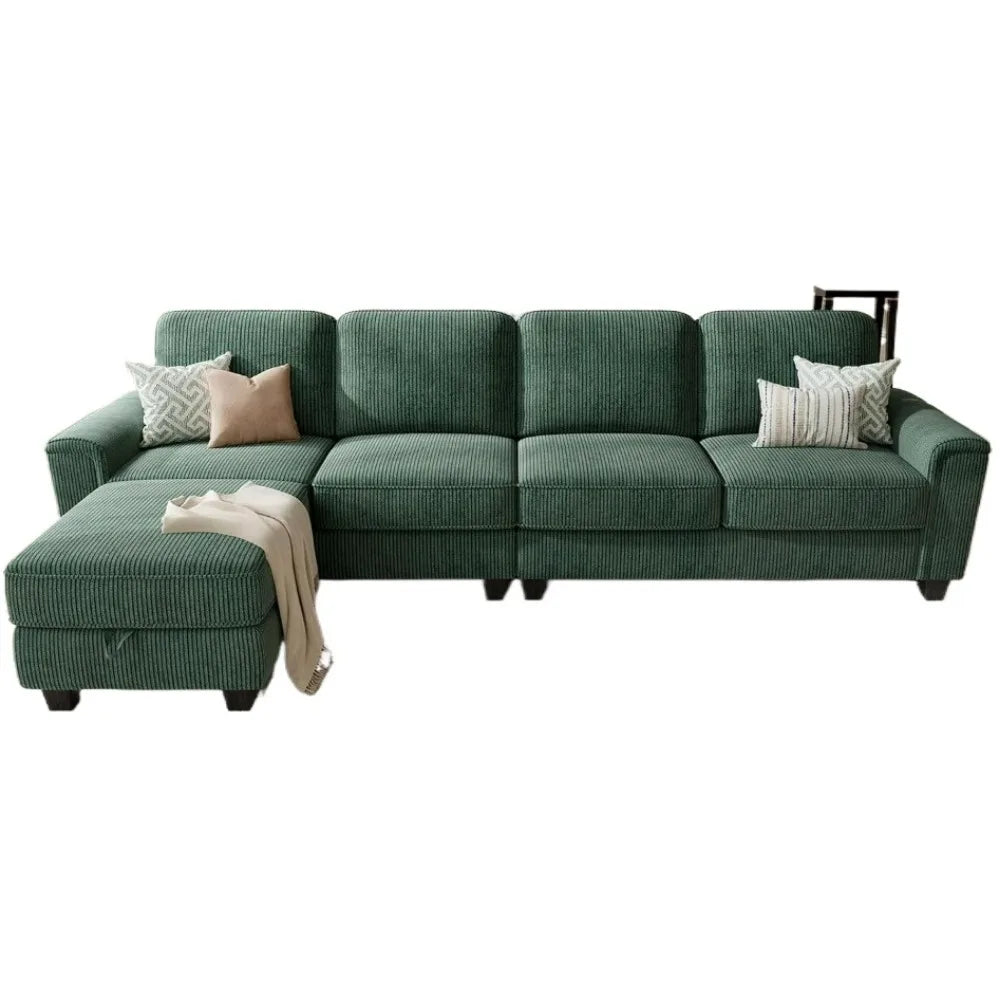 TAYLOR Minimalist Modern Convertible Sectional Sofa, L-Shaped with Storage Ottoman - 106"