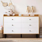 ADALYN Modern Rattan 6-Drawer Dresser - 47" Wooden Storage Chest for Bedroom & Living Room