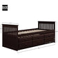 SAGE Espresso Twin Captain’s Bed with Trundle & Storage Drawers - 75.9''