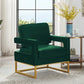 RYDER Modern Style Accent Chair – Velvet Upholstered Armchair with Gold Metal Base- 29" W