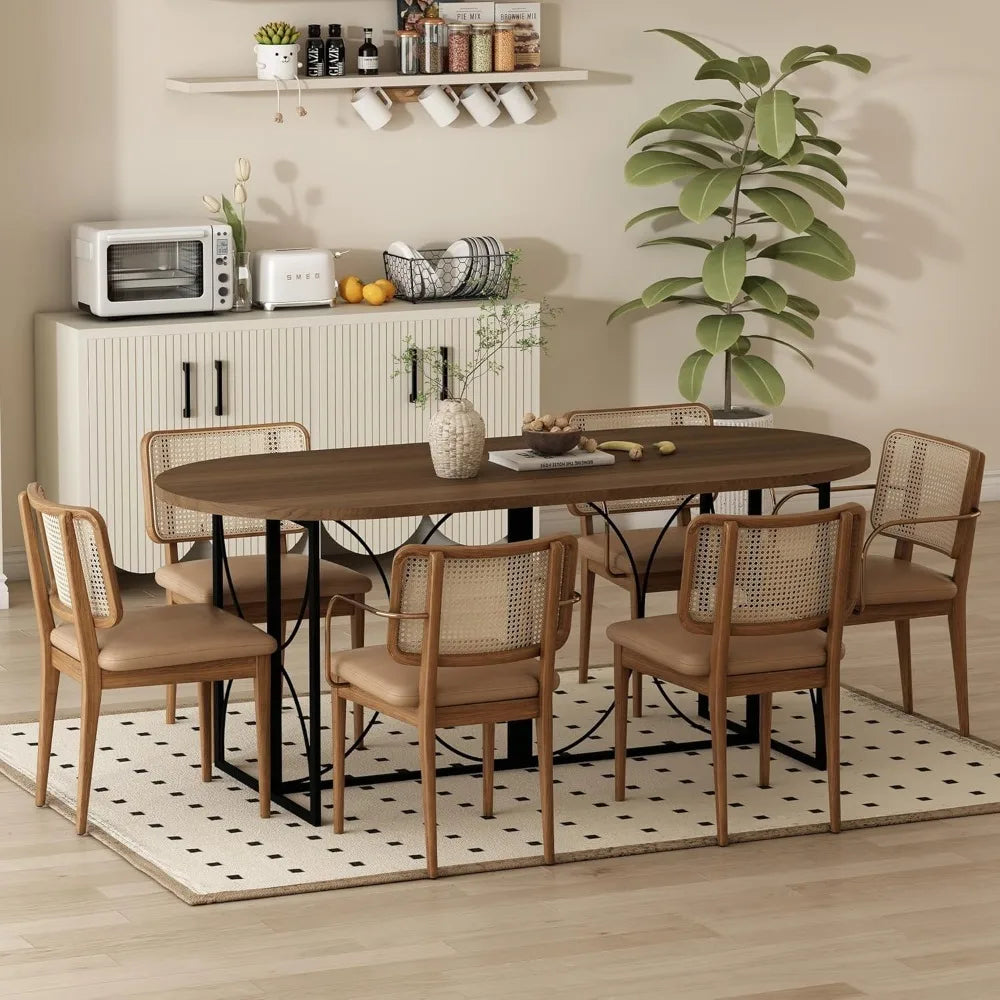 MICHAEL Modern Walnut Oval Dining Table - Large Dining Table for 8 People - 71" W