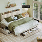 LILLIAN Modern Upholstered Platform Bed Frame with Storage Headboard & Charging Station