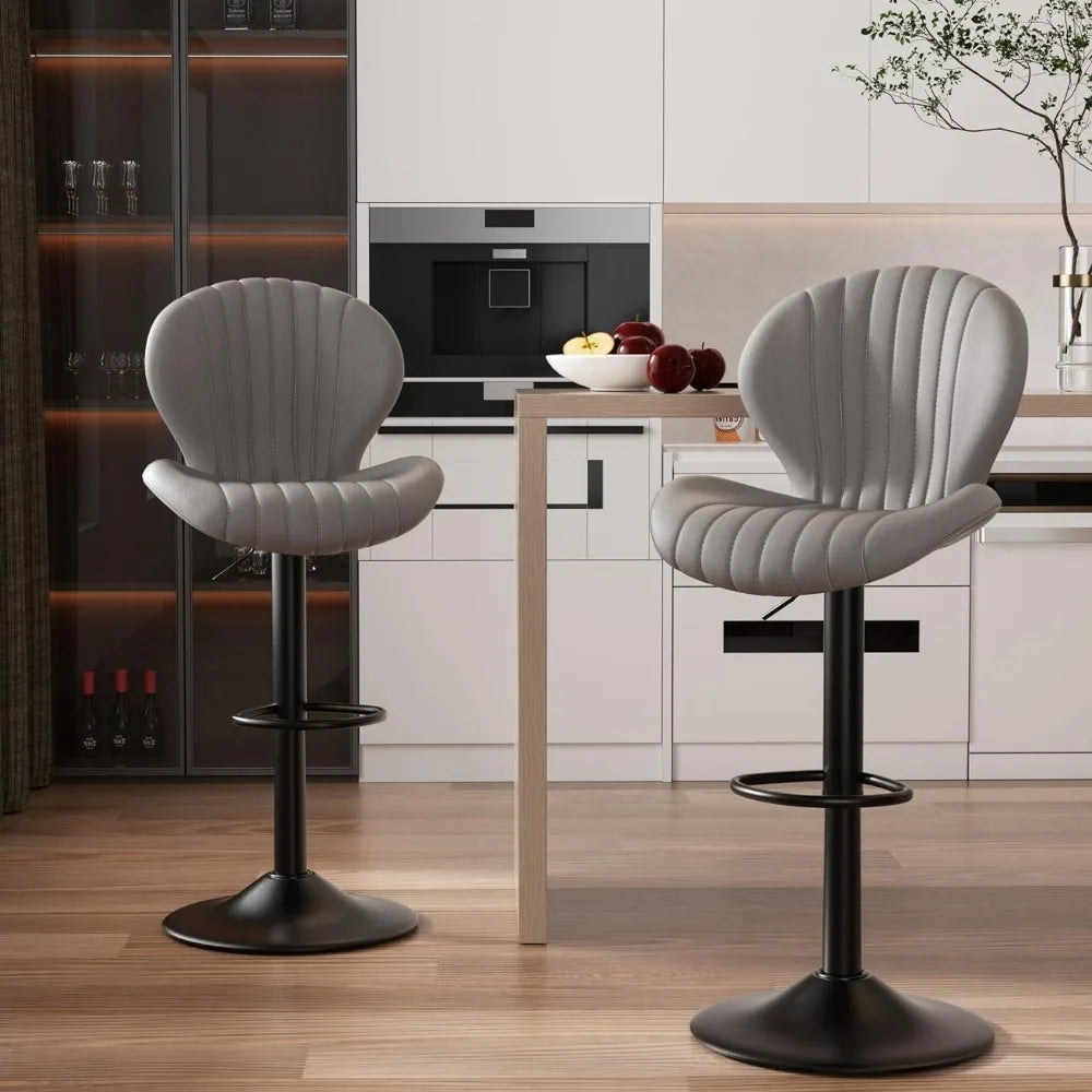 Bar Stools Set of 2 Modern Swivel Bar Chairs, Barstools Counter Height with High Backrest, Easy 3-5 Minute Assembly