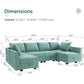 SCARLETT Convertible Modular Sectional Sofa, U-Shaped Design - 112.21"