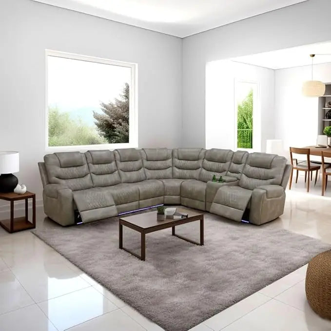 HUDSON Minimalist Modern Power Reclining Sectional Sofa - 79" W