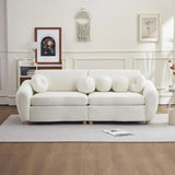 JOSHUA Modern Deep-Seat Cloud Couch – 3-Seater Sofa with Wood Legs & Throw  - 35.4"