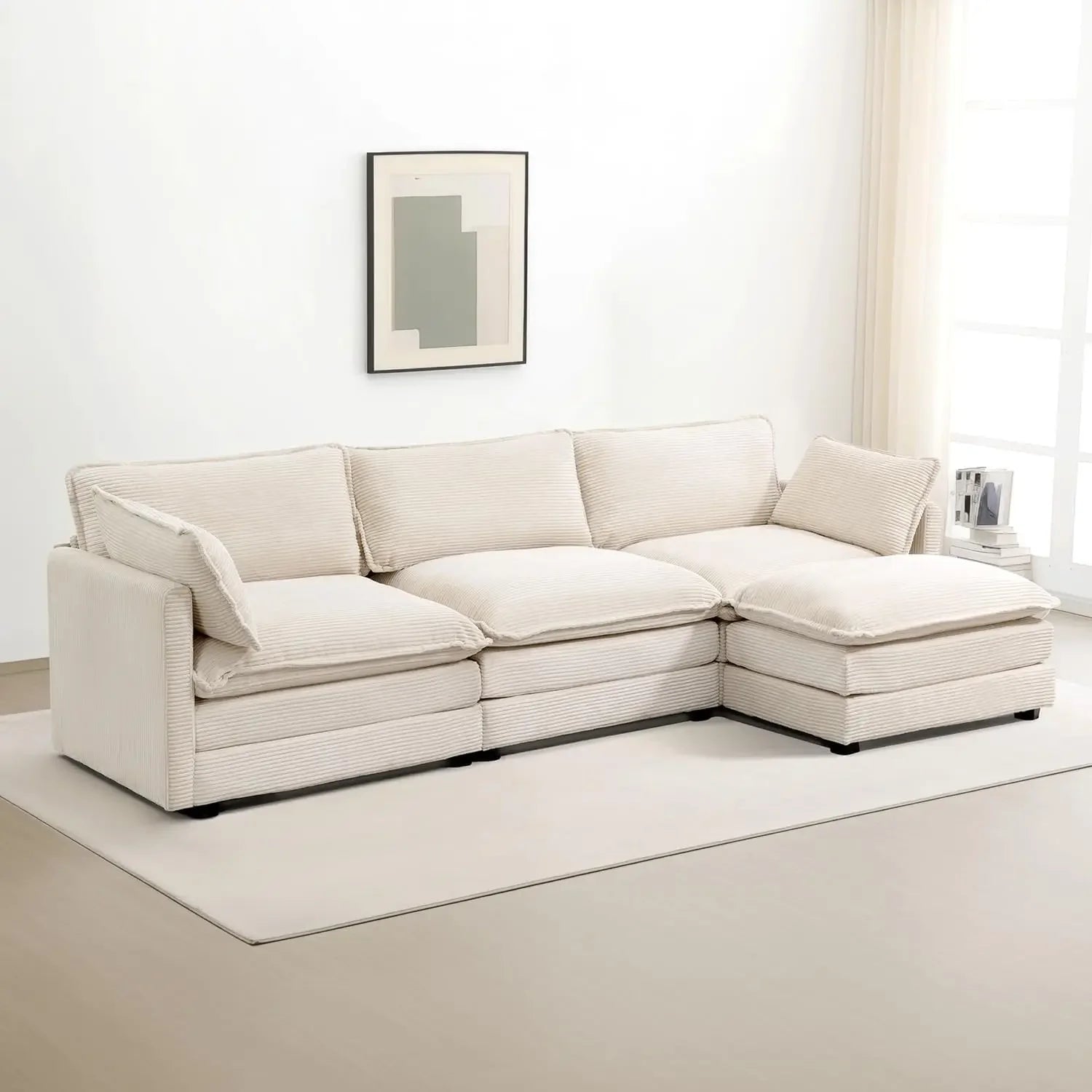ALANA Velarno Corduroy Oversized Modular L-Shaped Sectional Sofa – Modern Style – 112.2"W