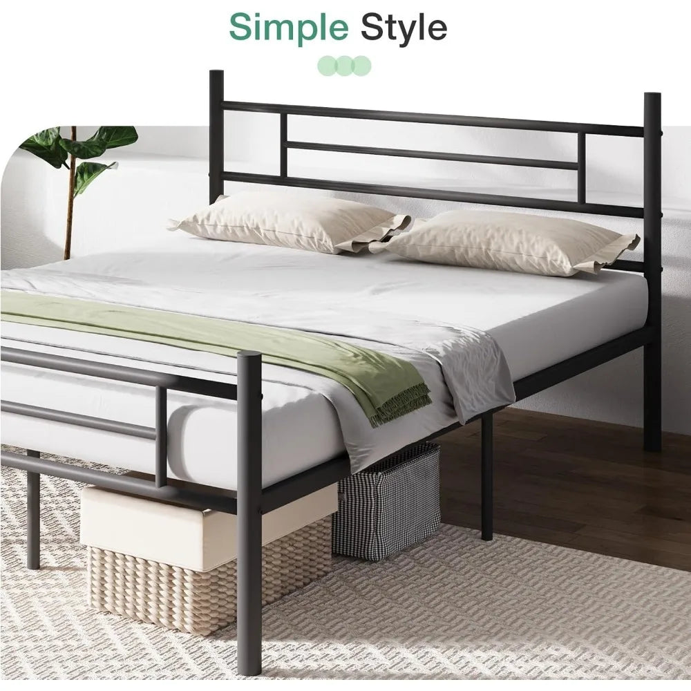 LEILANI Modern Metal Platform Bed Frame with Headboard & Footboard – 54'' Wide