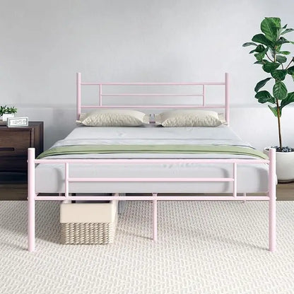 LEILANI Modern Metal Platform Bed Frame with Headboard & Footboard – 54'' Wide