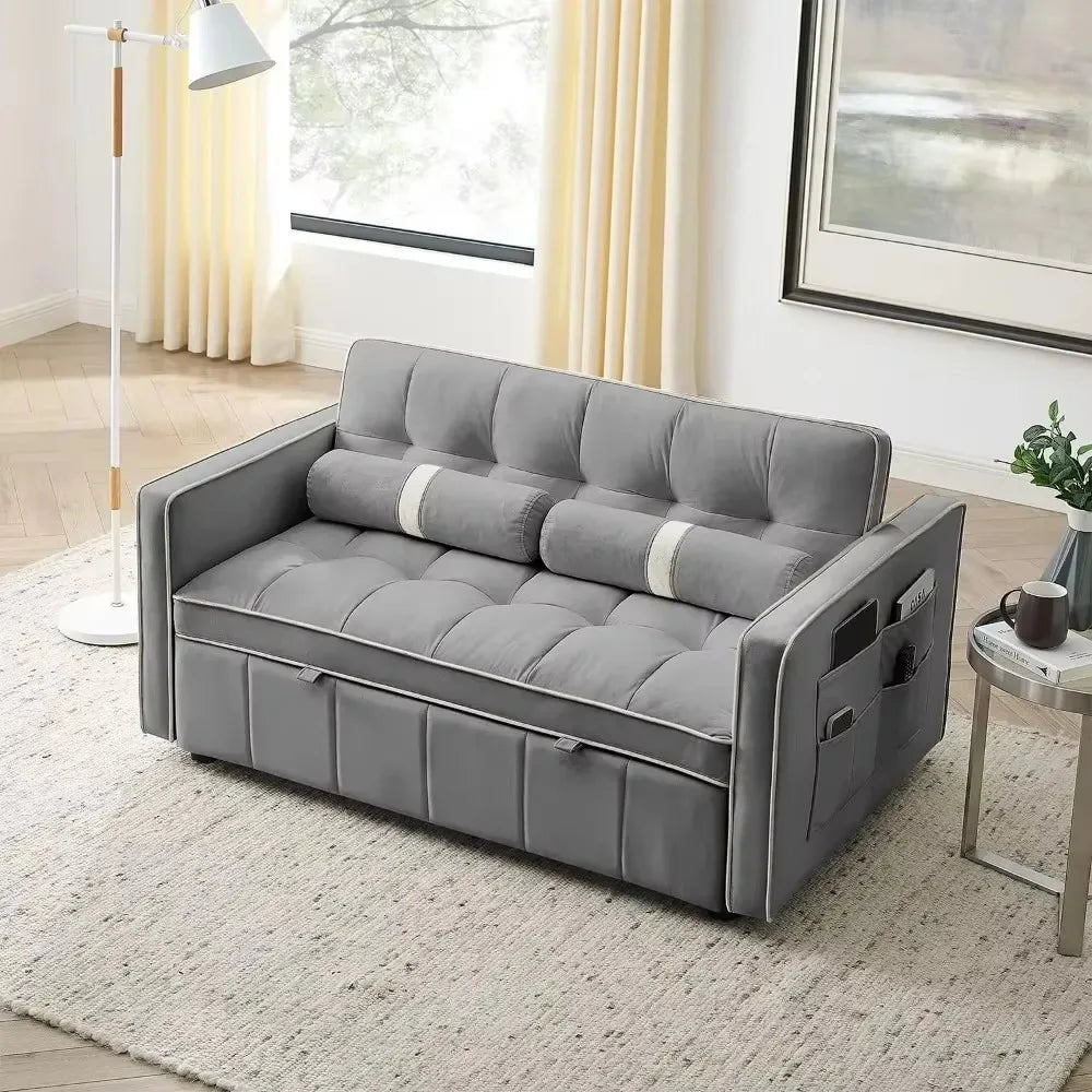 GAVIN Modern Velvet 3-in-1 Sleeper Sofa – Convertible Loveseat Futon - 55.5"