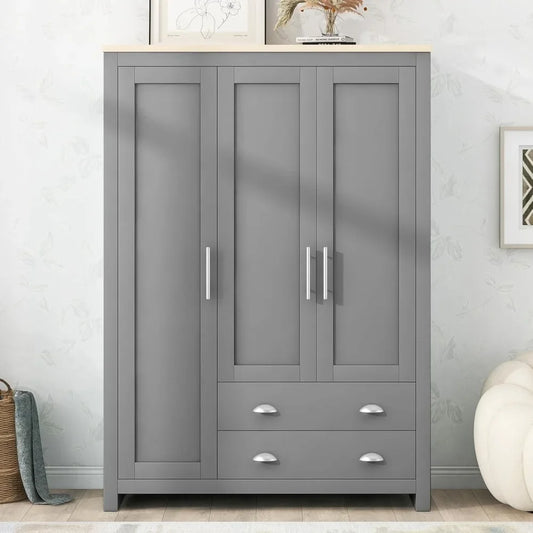 SCARLET Modern Grey 3-Door Wardrobe - “SlateMax” Style | Storage Cabinet