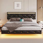 CHARLOTTE HaloTech Modern Floating LED Bed Frame | King Size 76.6" Wide Faux Leather Platform Bed