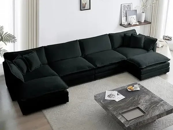 Peyton Minimalist Modern Chenille U-Shaped Oversized Sectional Sofa – 146.5"