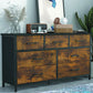DAHLIA Rustic Industrial 7-Drawer Wood Storage Dresser - 47.2" Wide