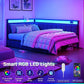 Kya Modern Upholstered Corner Bed Frame | Twin Size 40.6" Wide Daybed with LED Lights