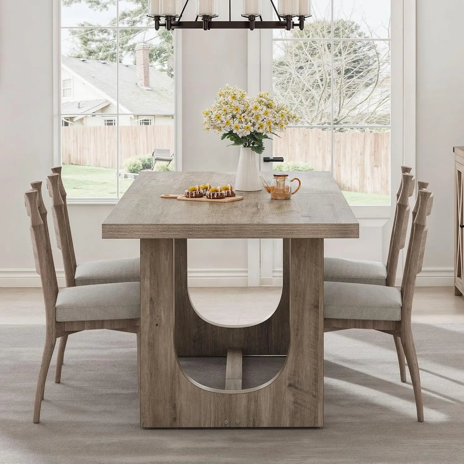 SUSAN Modern Farmhouse Rectangular Dining Table - 70.86" W