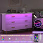 ANTONELLA Modern LED White Dresser – 6 Drawer Chest with Gold Handles – 47.2''