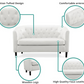 AUDREY Barrel Loveseat Sofa – Modern Faux Leather, Button Tufted - 49"