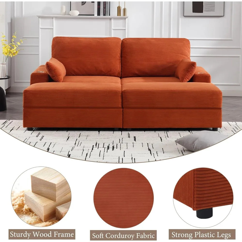 AALIYAH Modern Minimalist Sleeper Sofa – Cloud Couch with USB Ports - 82.7"