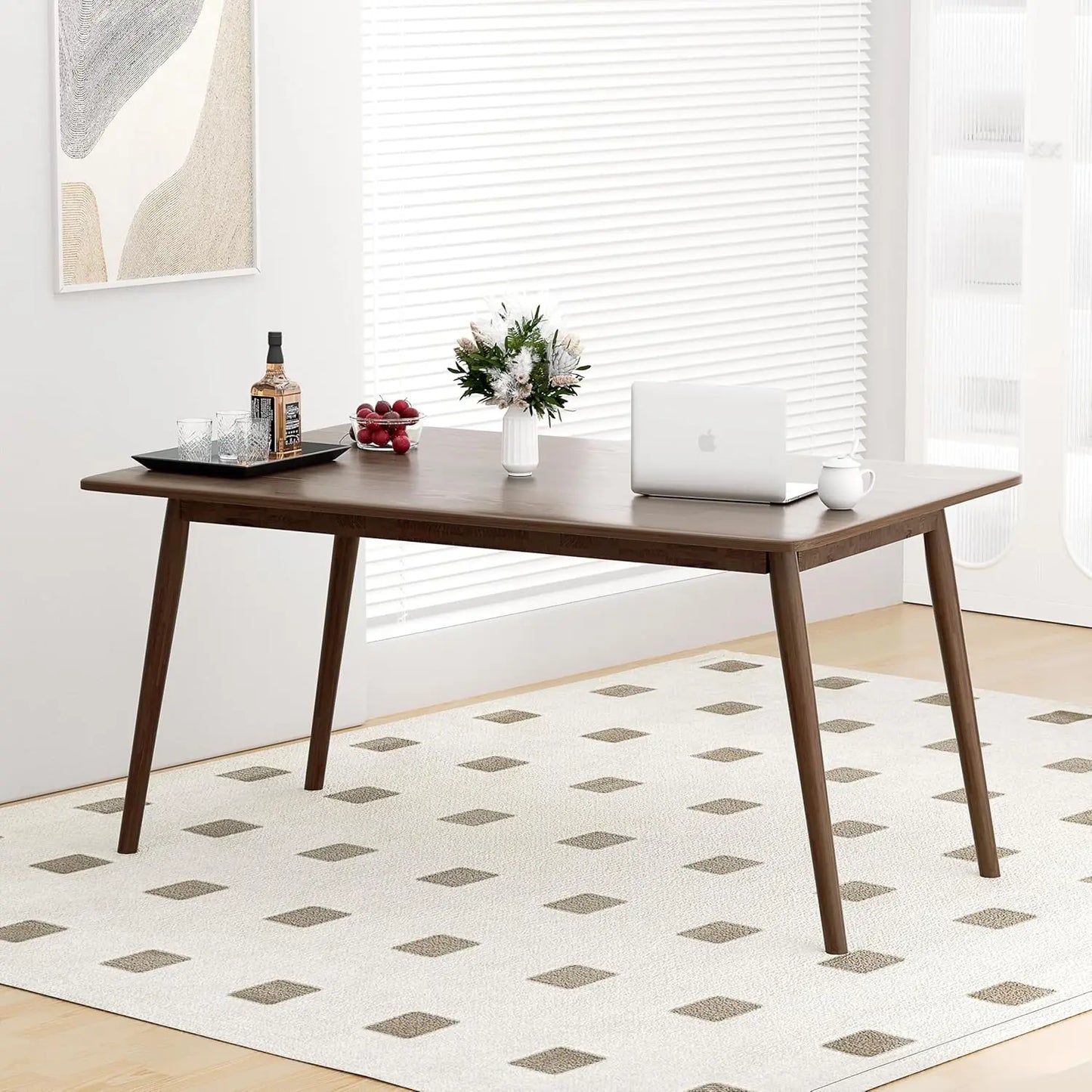 MEGAN Modern Mid-Century Oak Rectangular Dining Table – 31.5"W