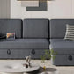 SEBASTIAN Modern Sectional Sofa with Chaise, USB, Pull-Out Bed & Storage - 80.5"