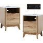 LUCIANA Fluted Farmhouse Nightstand Set of 2 with Charging Statio