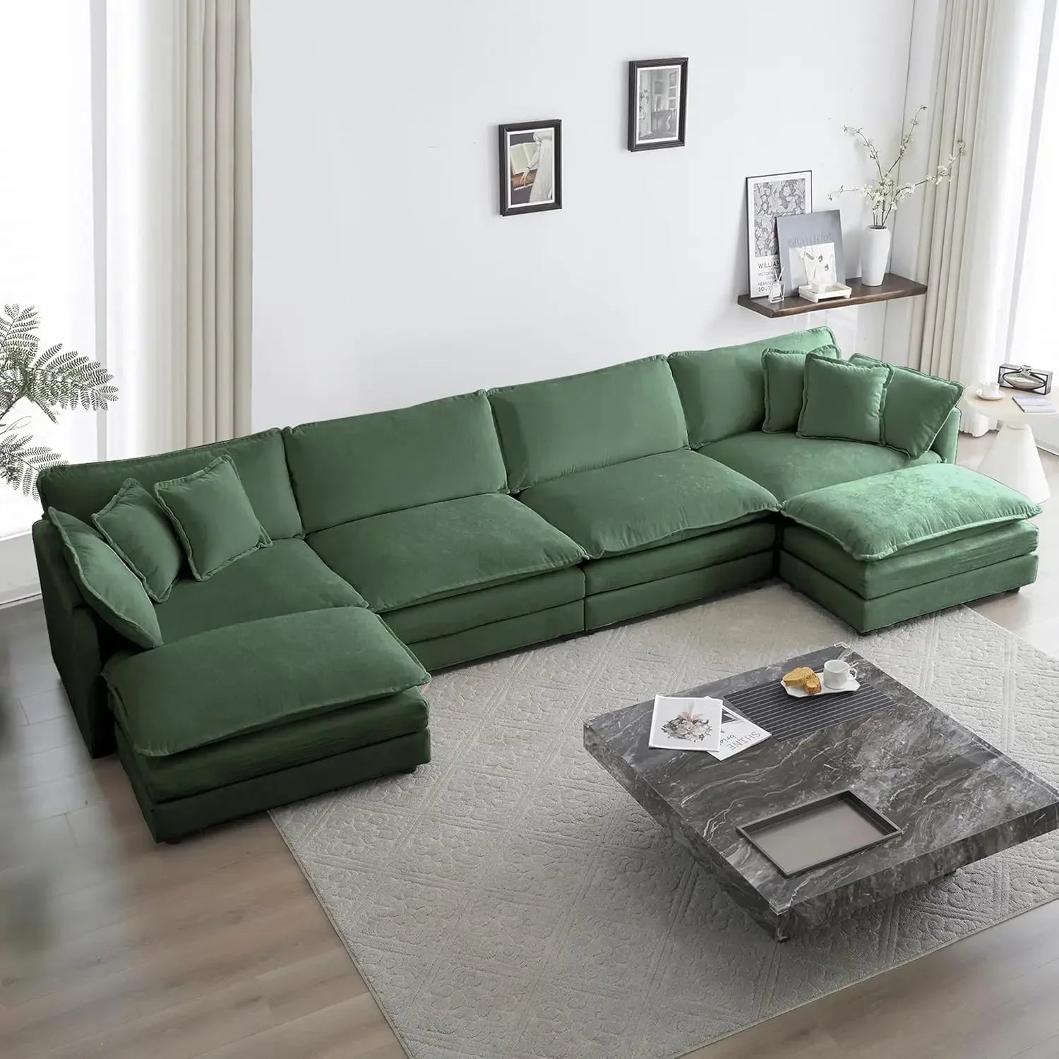 Peyton Minimalist Modern Chenille U-Shaped Oversized Sectional Sofa – 146.5"