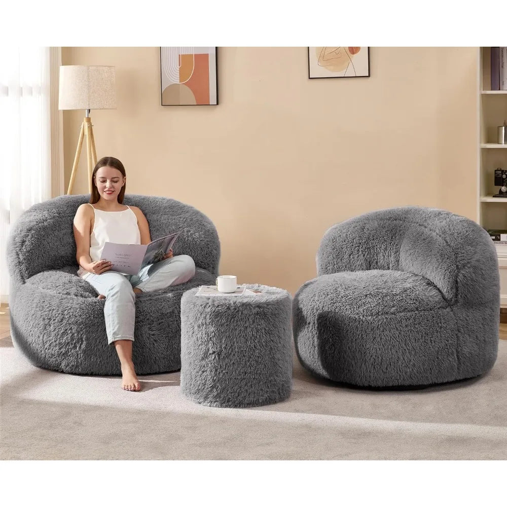 KIRA Modern Faux Fur Bean Bag Chair – Lounge Sofa Style | 39.6'' W