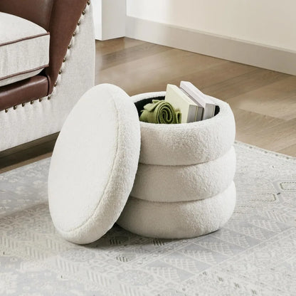 DOMINIC Off-White Minimalist Modern Ottoman Foot Rest – 16 Inch Wide