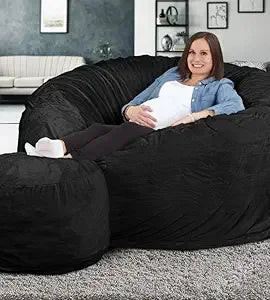 DANIELLA Sackura 6FT Suede Bean Bag Loveseat – Oversized Lounge Sofa Style | 63'' W