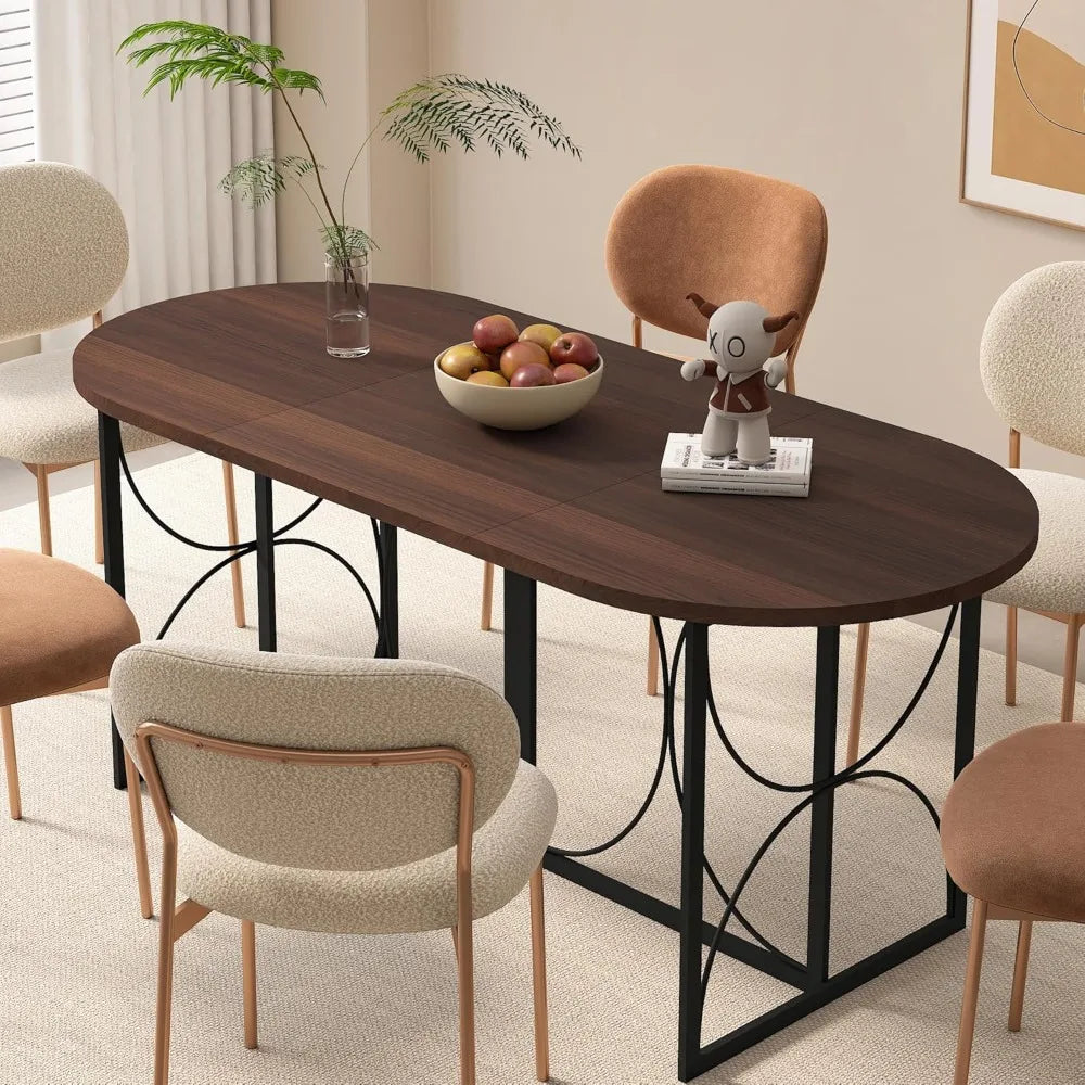 MICHAEL Modern Walnut Oval Dining Table - Large Dining Table for 8 People - 71" W