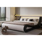 PAISLEY Modern Faux Leather Low-Profile Sleigh Bed Frame with LED Headboard