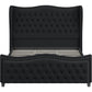 AVERY King Bed Frame, 55" Headboard Upholstered Bed with Tall Footboard, Velvet Handmade Pleats