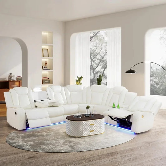 HUDSON Minimalist Modern Power Reclining Sectional Sofa - 79" W