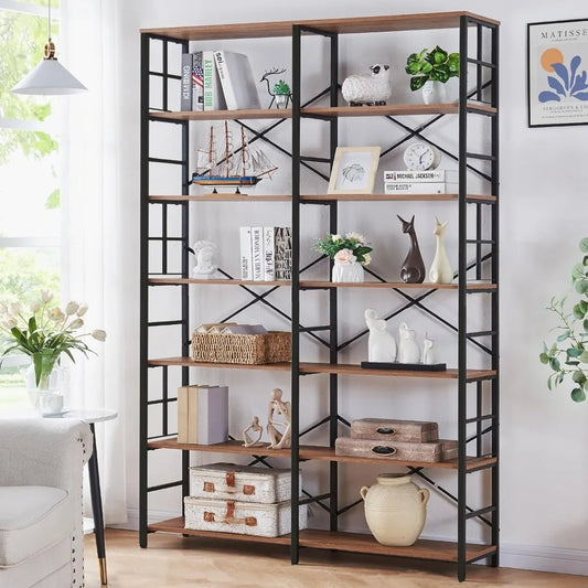 JAMES Industrial Bookcase, Double Wide 7-Tier Shelf, Heavy Duty - 47.44" W