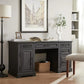 MARY Farmhouse Executive Desk with Drawers & Cabinet – 58" W