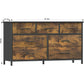 DAHLIA Rustic Industrial 7-Drawer Wood Storage Dresser - 47.2" Wide