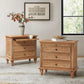 ESME Rustic Wood Bedside Table with Charging Station & Pull-Out Shelf - 27''