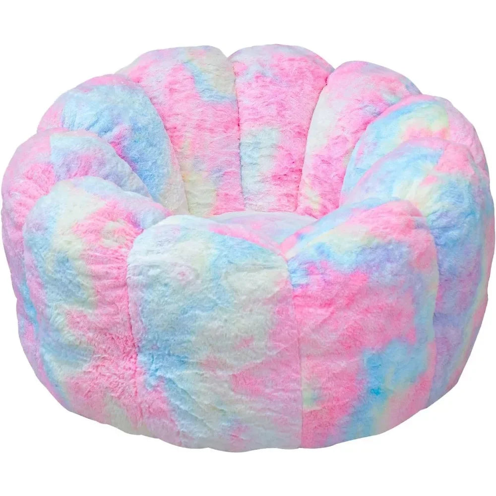CAROLINA Blossom Style Faux Fur Bean Bag Chair – Lounge Sofa with Petal Arms, 36'' W