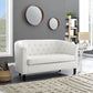 AUDREY Barrel Loveseat Sofa – Modern Faux Leather, Button Tufted - 49"