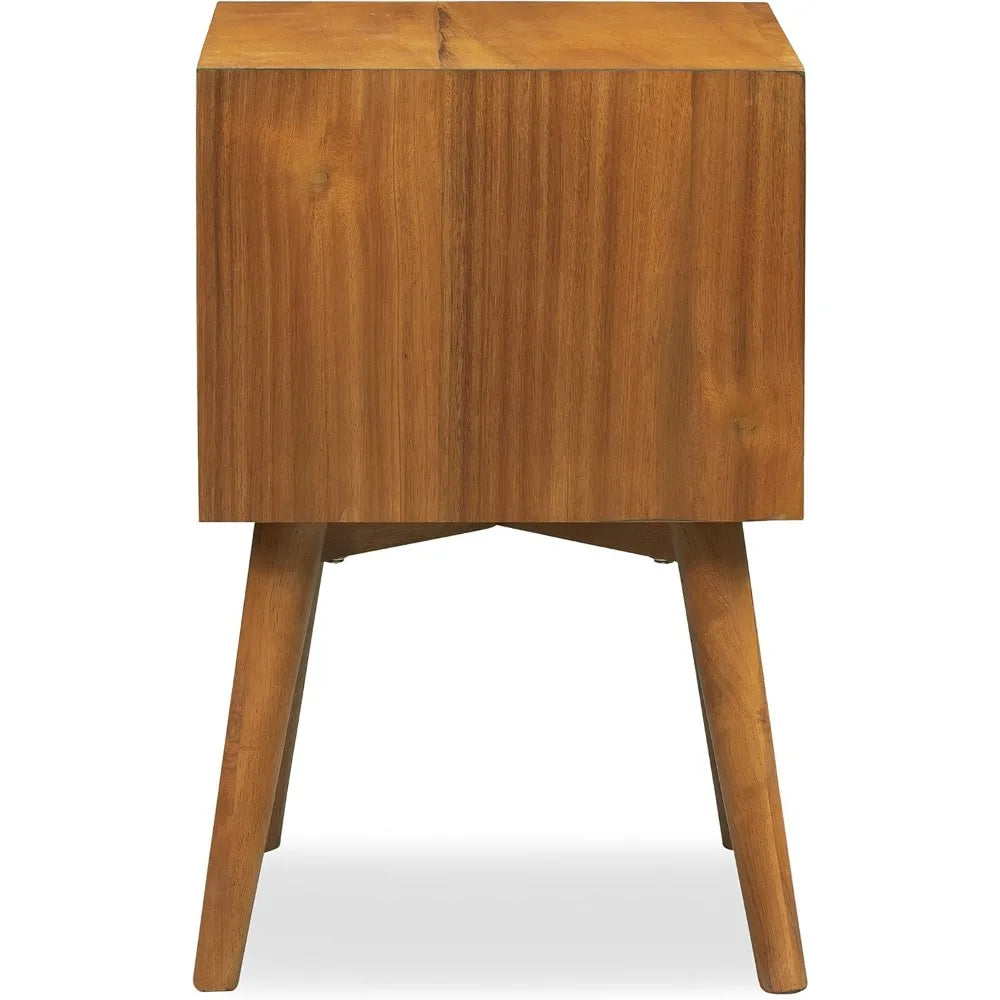 RAYA Mid-Century Modern Wooden Nightstand - 17.5'' Wide