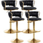 Gold Bar Stools Set of 4, Counter Height Bar Stools with Low Back, Velvet Adjustable Height Barstools, 360° Swivel Bar Stools