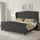 ALICE Luxury Wingback Velvet Upholstered Platform Bed Frame with Button Tufted Headboard