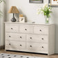 BRYNLEE Modern Minimalist 55'' Wide 7-Drawer Wood Dresser with Gold Handles