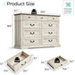 JULIANA Farmhouse 9-Drawer Wood Dresser - 53'' Wide Rustic Chest for Bedroom