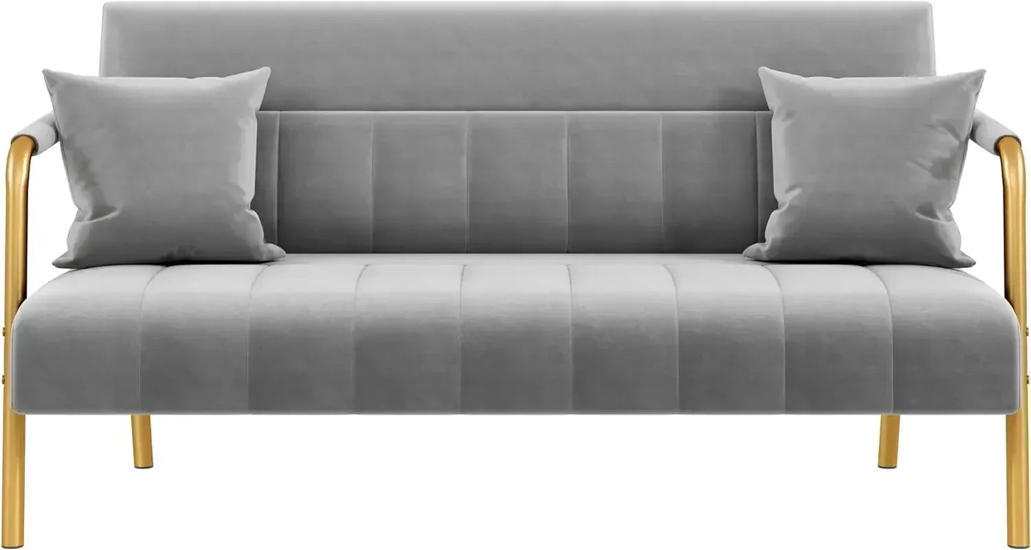 JACKSON Modern Velvet Loveseat – 2 Seater Sofa with Gold Metal Frame - 56.5"