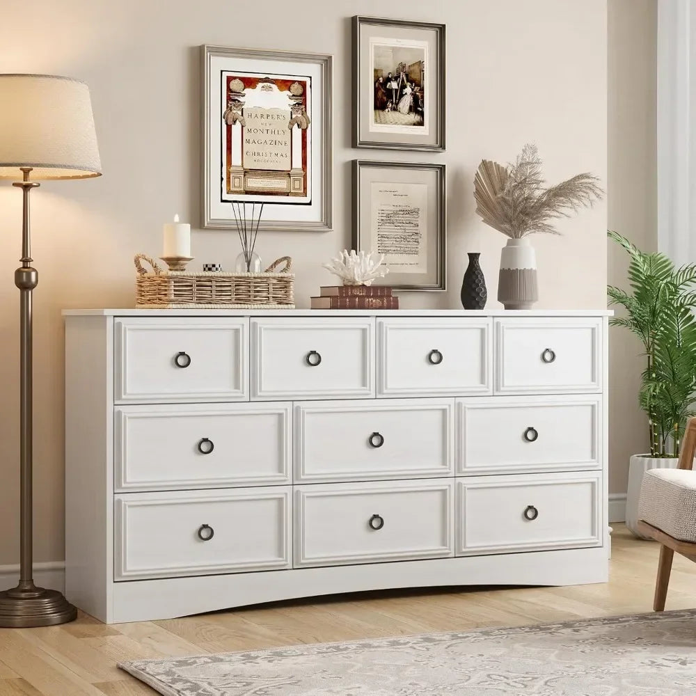 ANNIE Modern 10 Drawer Dresser - Sleek Bedroom Chest of Drawers - 59" Wide