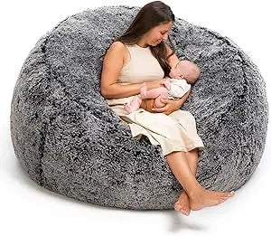 DANIELLA Sackura 6FT Suede Bean Bag Loveseat – Oversized Lounge Sofa Style | 63'' W