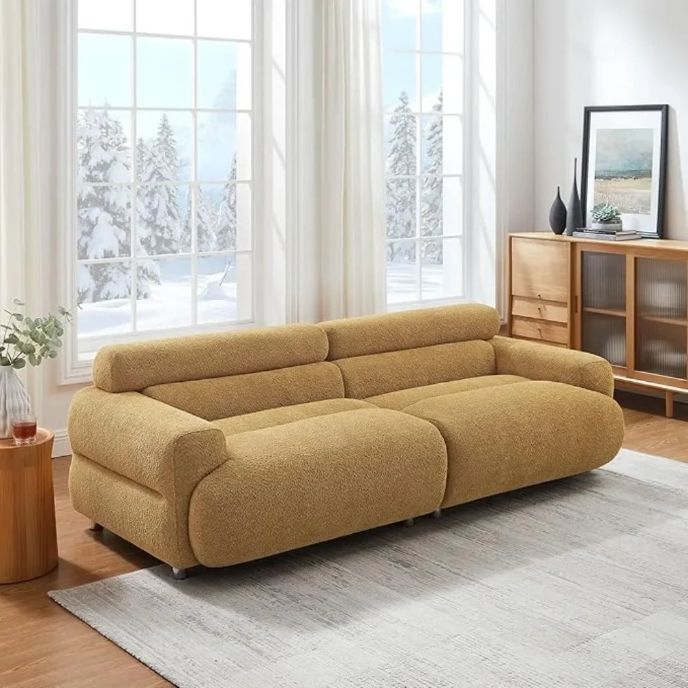 AUBREY Mid-Century Modern Boucle Cloud Loveseat Sofa – Deep Seat Couch - 89"